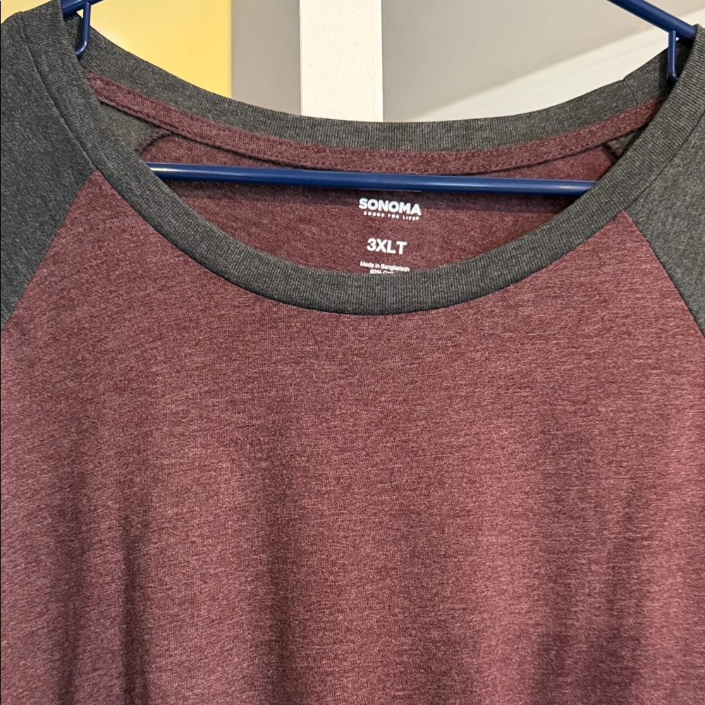 Men's XXXLT Casual Raglan Tee - Maroon and Charcoal - Picture 2 of 2